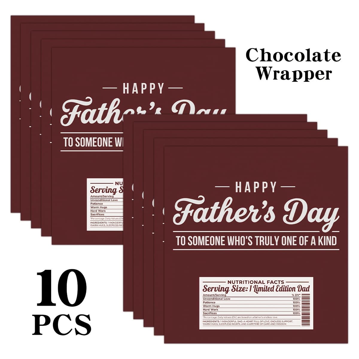 TEMU 10pcs Father's Day Chocolate Wrapper Stickers, ' Dad' Fun Nutritional Facts Design, For Chocolate Bar Decoration, Father's Day Gift Favors, , Dad Appreciation Gifts Labels, For Dads, Grandpas