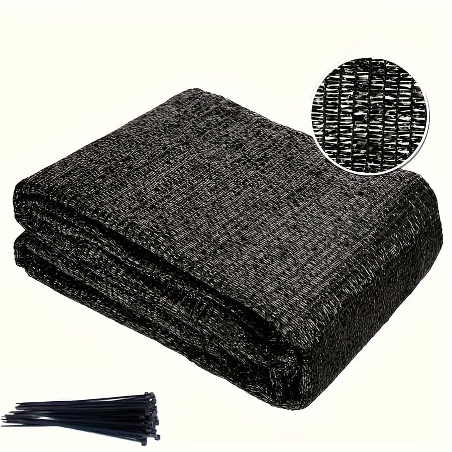 TEMU [ Shade Net] 40%-50% Black Fabric Shade Net - Heat Reduction Mesh For Plant Protection, Greenhouse Cover With 13x20ft (4x6m) And 20/25 Tie Strips - 1pc
