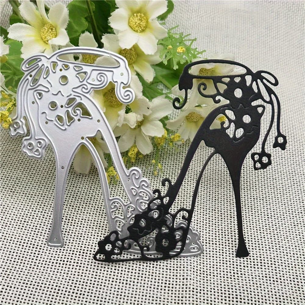 TEMU High-heeled Shoe With Flowers Metal Dies Scrapbooking Metal Cutting Dies Craft Stamps Die Cut Embossing Card Make Stencil Frame