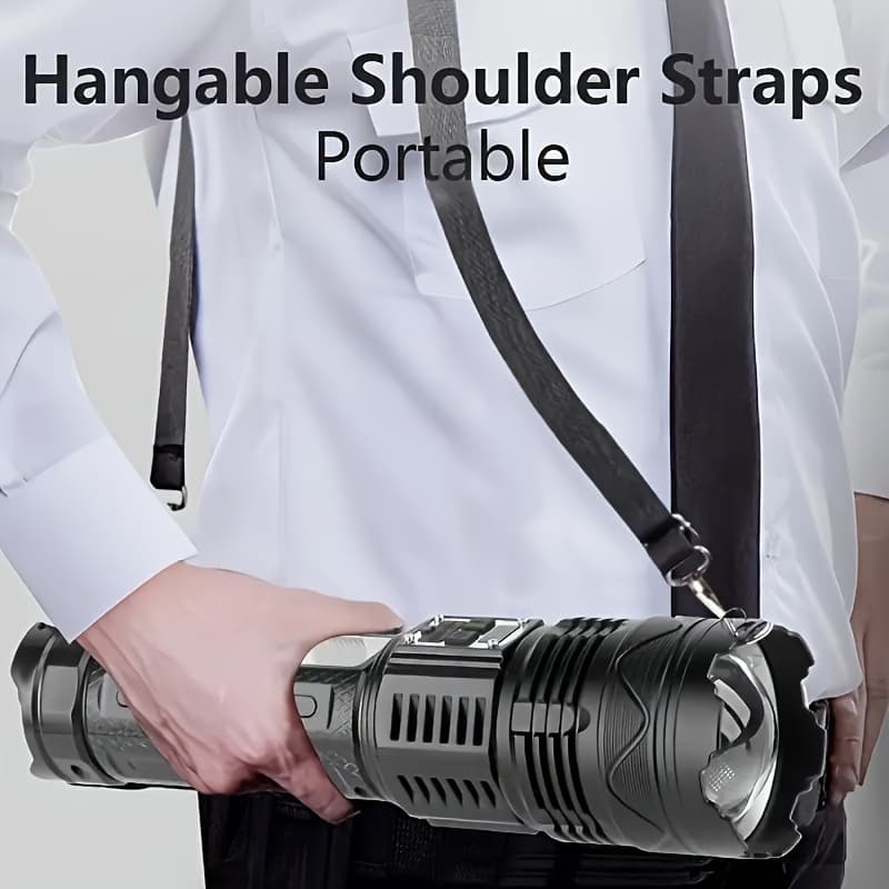TEMU 4500mah Led Flashlight - Rechargeable Tactical Flashlight, Long Range And Dual-button Control, Suitable For Camping And Emergency