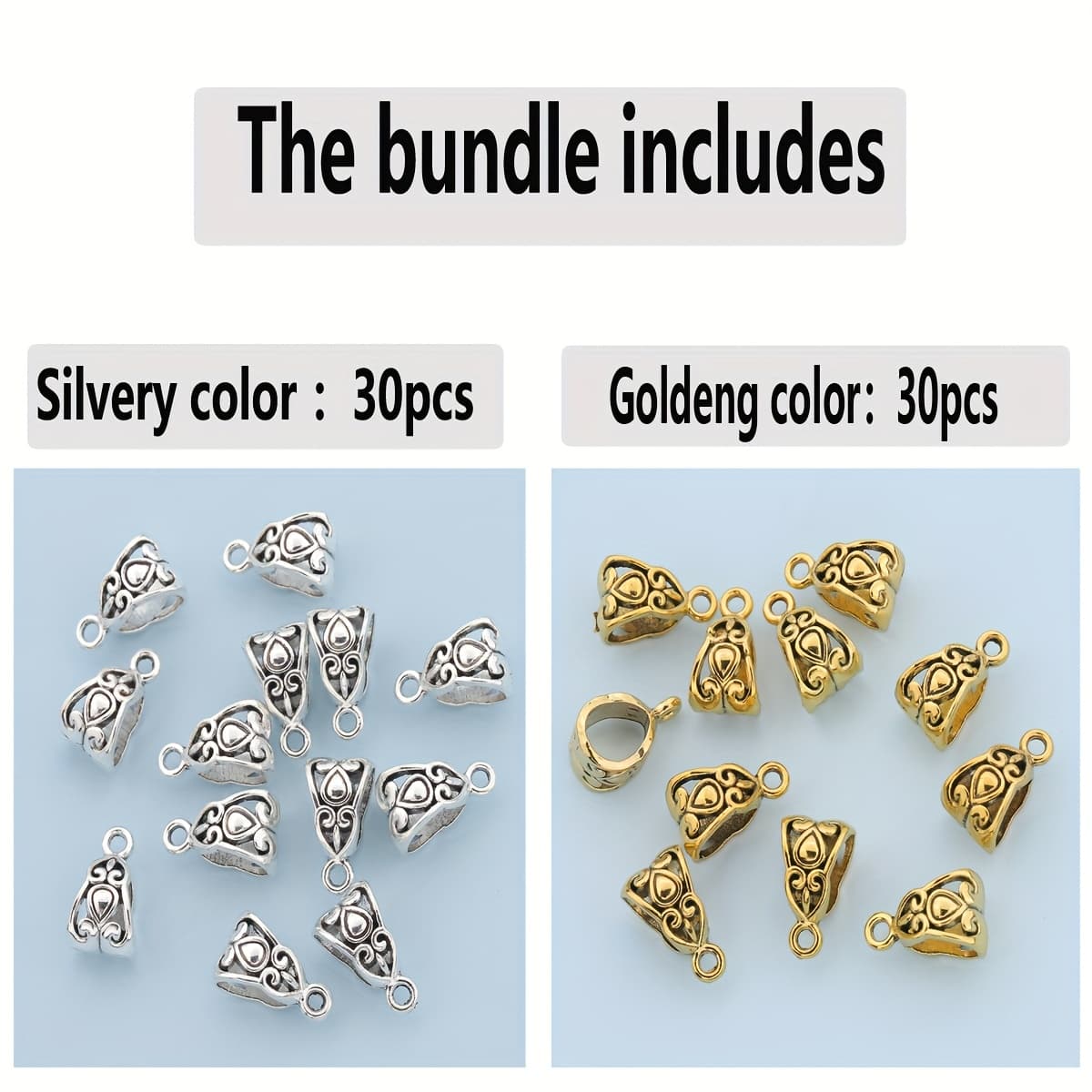 TEMU 60pcs/30pcs Hollow Three-way Nut Clasp Spacer Beads, Loose Spherical Beads With 3d Patterned Engraving, Geometric Shape Connectors For Pendant Clasps