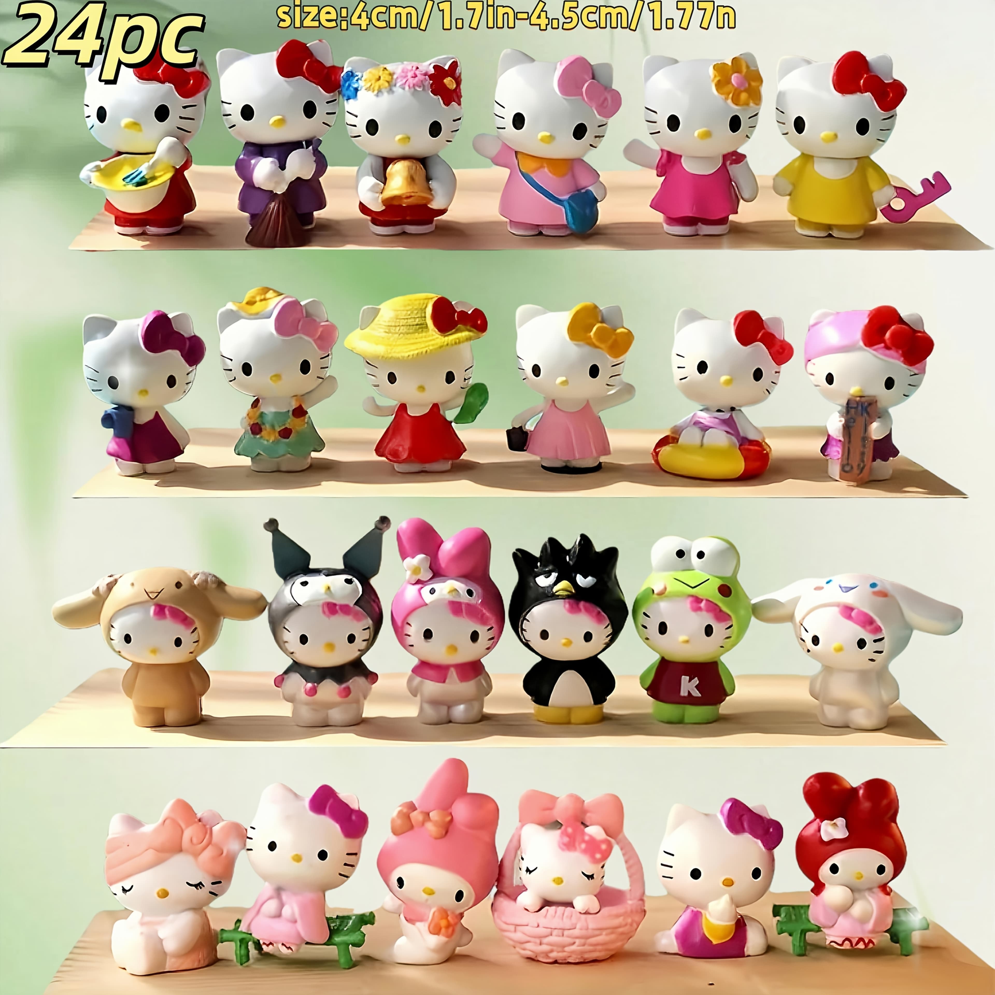 TEMU Licensed Hello Kitty Figurine Set - Collectible Pvc Action Figures, Cute Iconic Character Statues For /outdoor Table Decor, Christmas, Halloween Party Decoration, For ( & S)