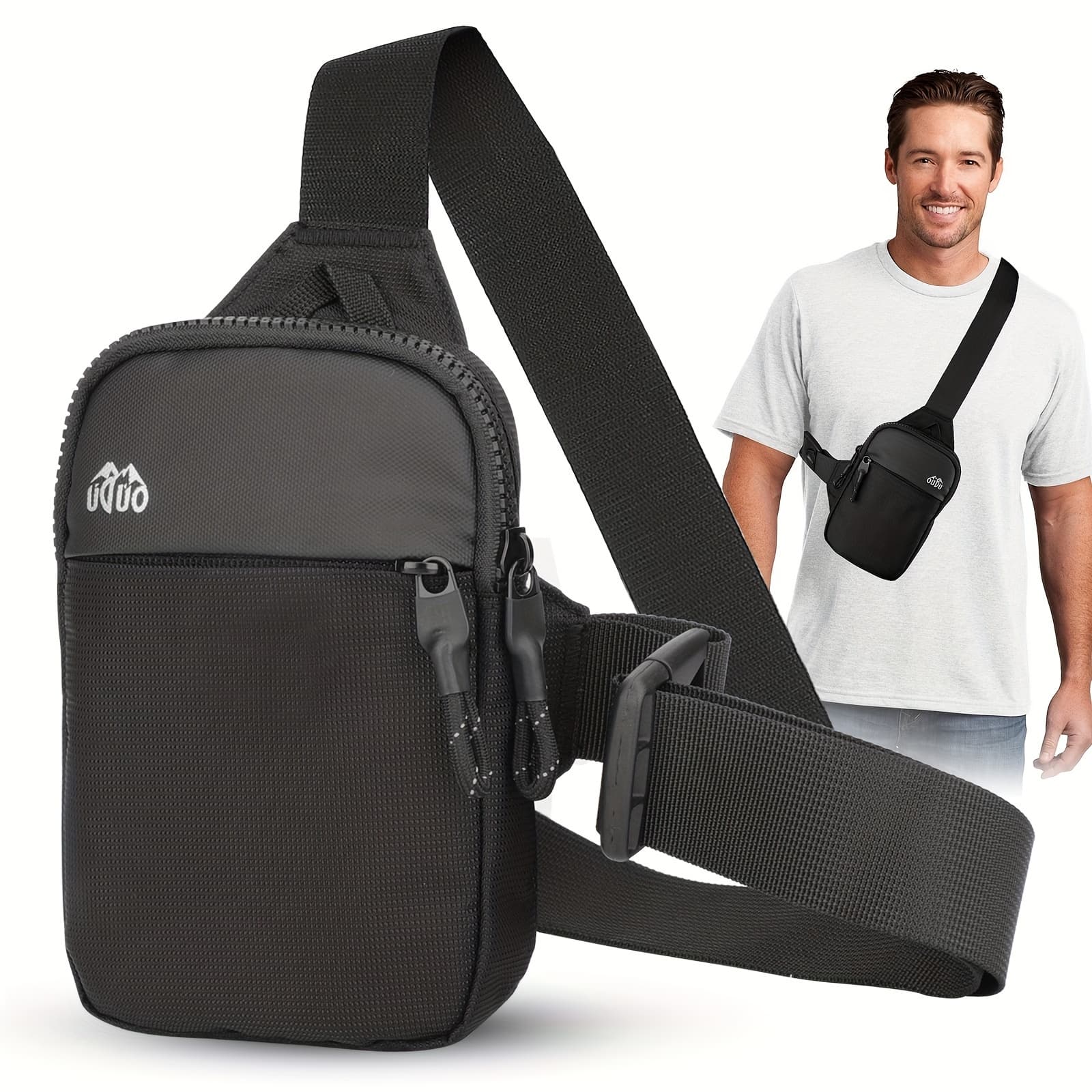 TEMU Men's Chest Bag, Nylon Sling Bag For Outdoor , Large Capacity Crossbody Pouch, Shoulder Backpack
