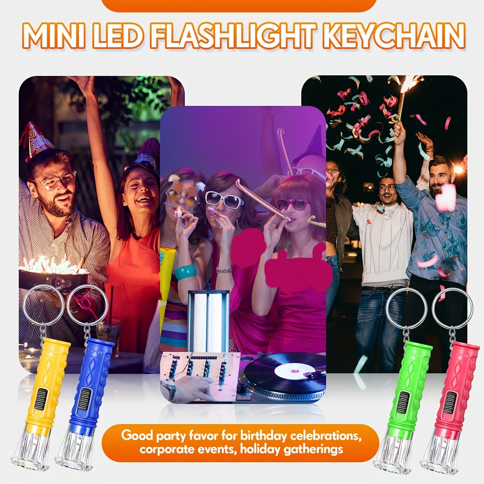 TEMU 150pcs Mini Led Flashlight Keychains - Assorted Colors Portable Handheld Plastic Keychains For Halloween, Hiking, Camping, Cycling, Party Favors