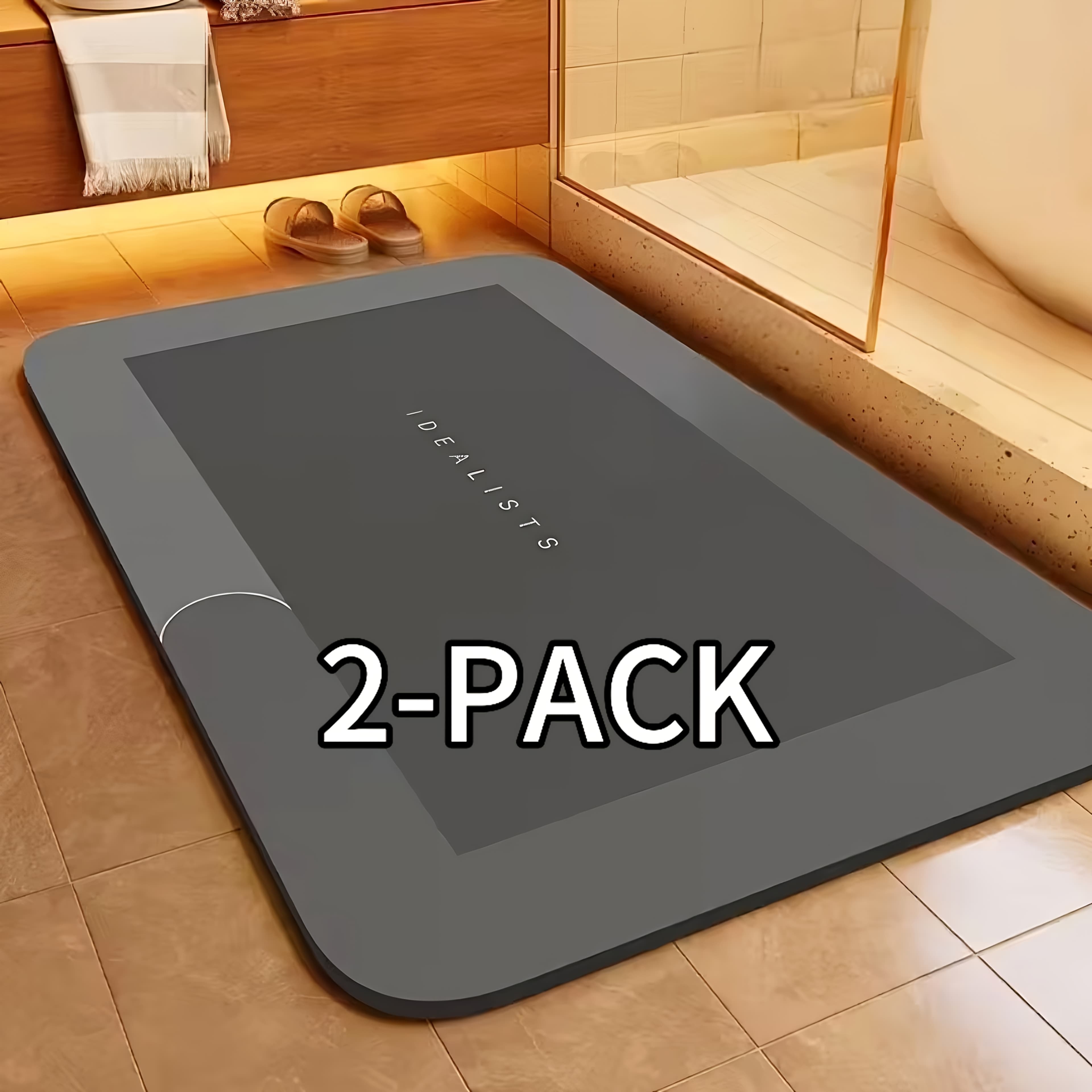 TEMU 2pcs Set - Super Absorbent And Anti-slip Diatomaceous Earth Bathroom Mats, Quick-drying And Soft, Suitable For Shower Mats In Bathrooms, Bedrooms, Kitchens, And Laundries