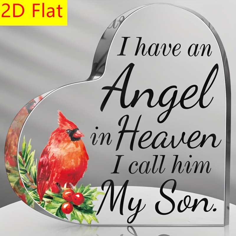 TEMU 2d Flat - 1pc, Commemorative Gift For The Loss Of A Son In Heaven, Acrylic Decorative Plaque For Table Display, Memorial Gift For Compassionate Mourning, Keepsake With A Soothing Message