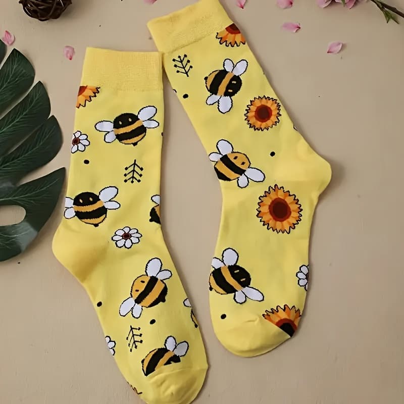 TEMU Honey Trendy Soft And Comfortable Mid-calf Socks Daily Use Fashion Accessory