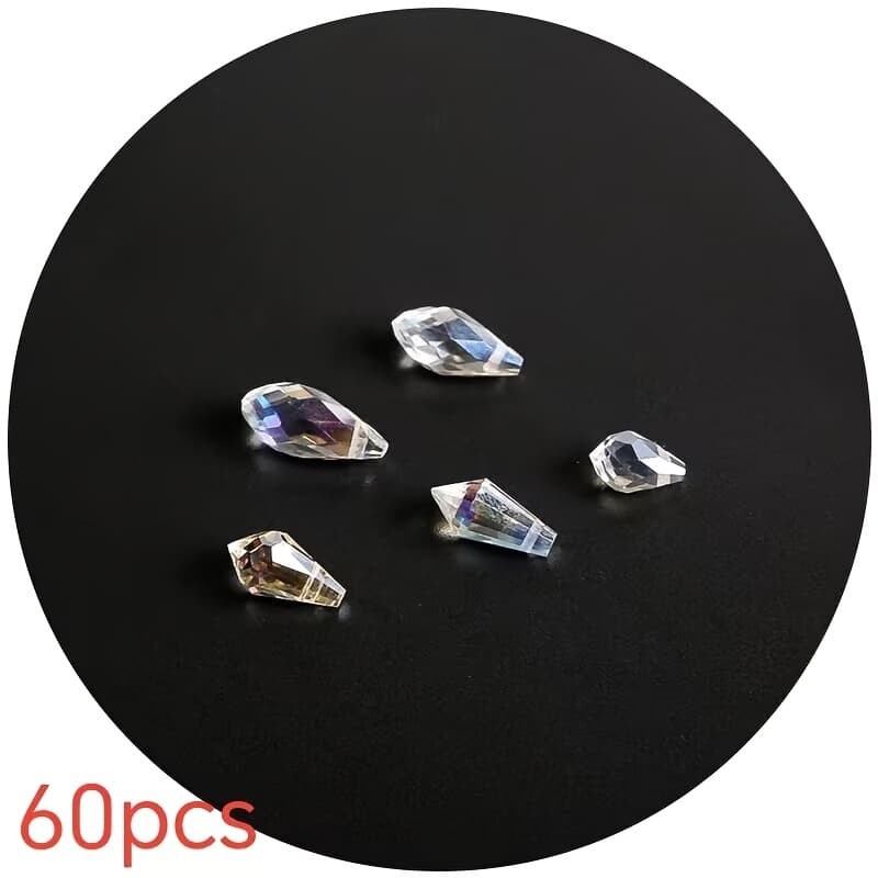 TEMU Horizontal Hole Teardrop Pendant Glass Beads Mixed Sizes Handmade Beading Loose Beads For Earrings Curtain Bead Chain Lamp Light Additions
