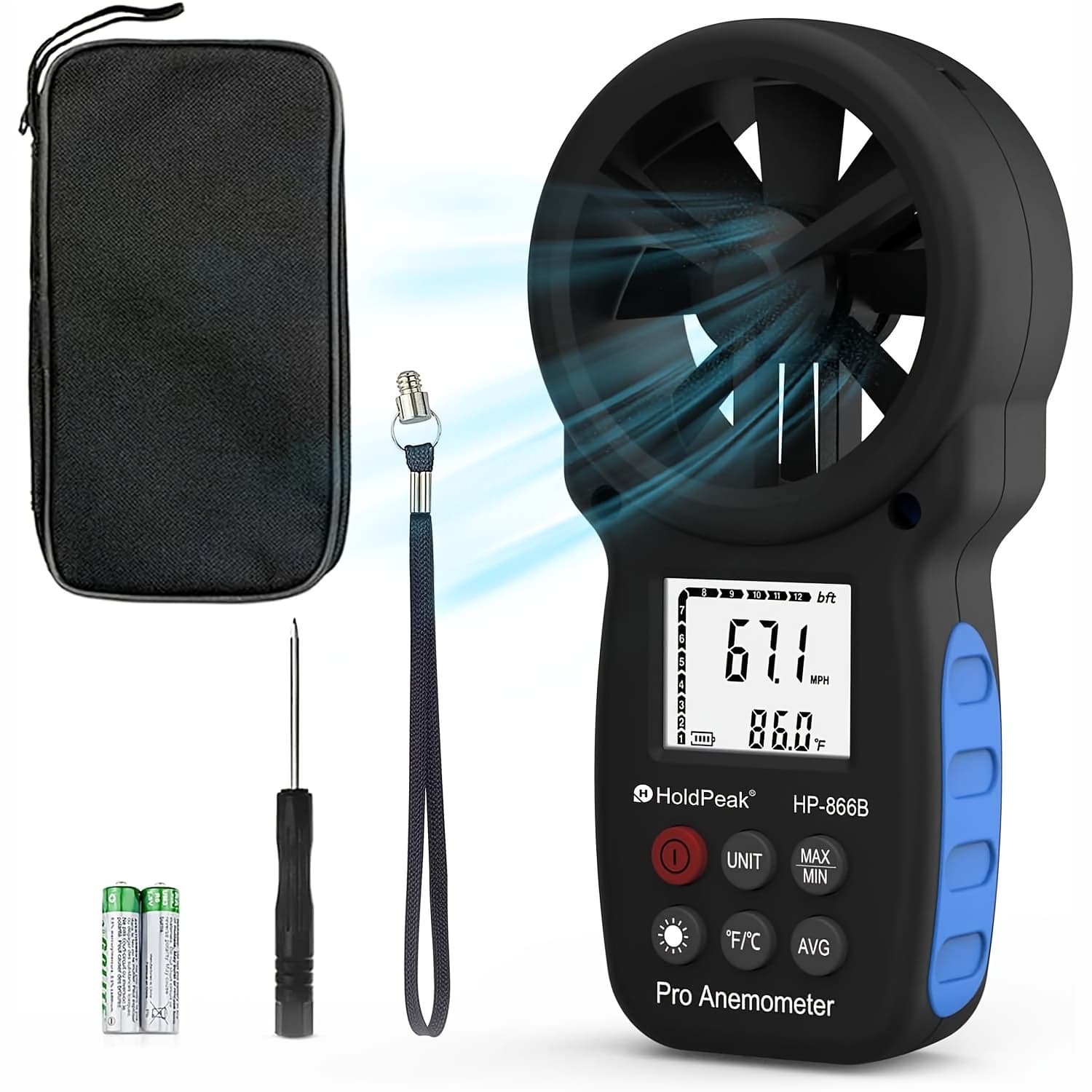 TEMU Btmeter Handheld , Digital Wind Speed Cfm Meter Gauge Air Tester For Hvac Shooting Drone, Wind , Wind Temperature