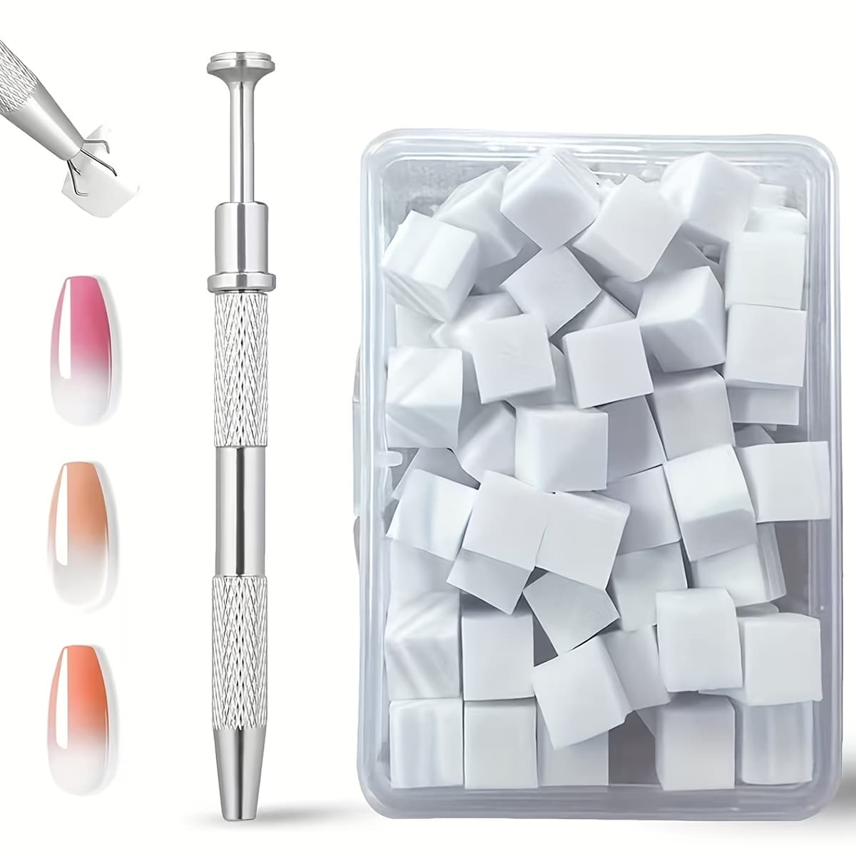 TEMU 105pcs Gradient Nail Art Set | Soft Sponge And Brush, Acrylic Nail Art Tools, Suitable For Gradient Nail Art, Beauty And Personal Care Products, Pvc Material