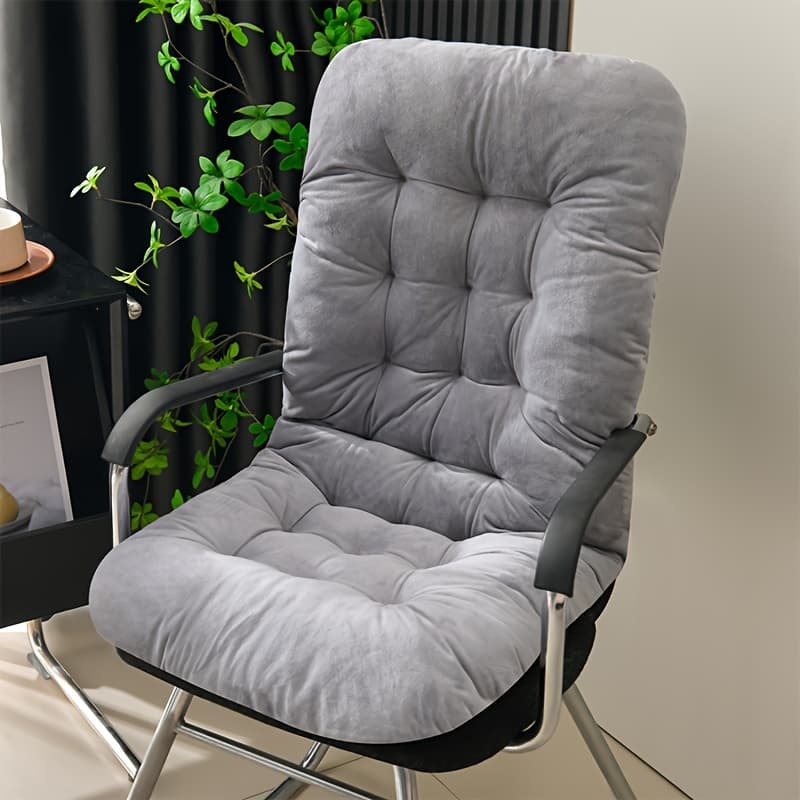 TEMU 1pc Plush Bench Cushion Office Chair Pad Pillow 1pc Thickened Winter Pad Recliner Rocking Chair Mat Deep Gray White Pink