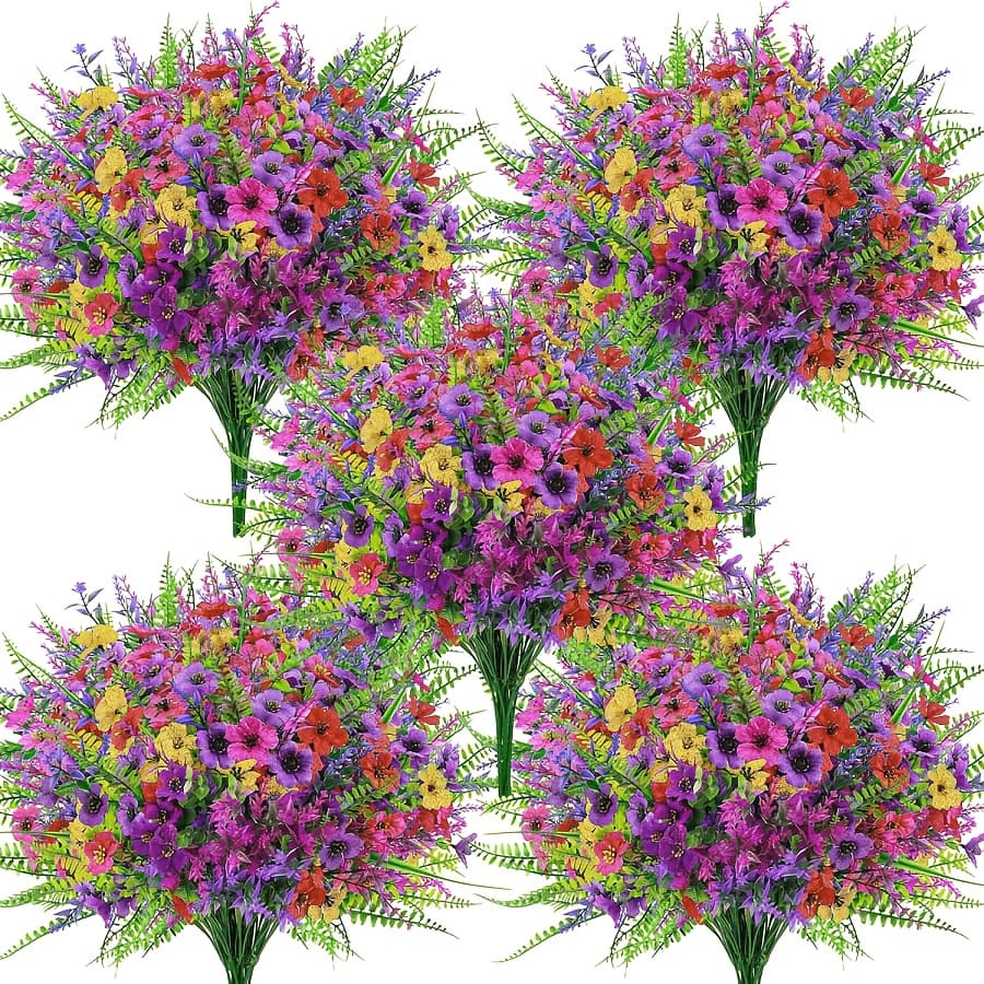 TEMU 24 Bundles Fake Flowers Spring Artificial Flowers For Outdoors, Uv Resistant Flowers For Garden Patio Porch Farmhouse Home Decor