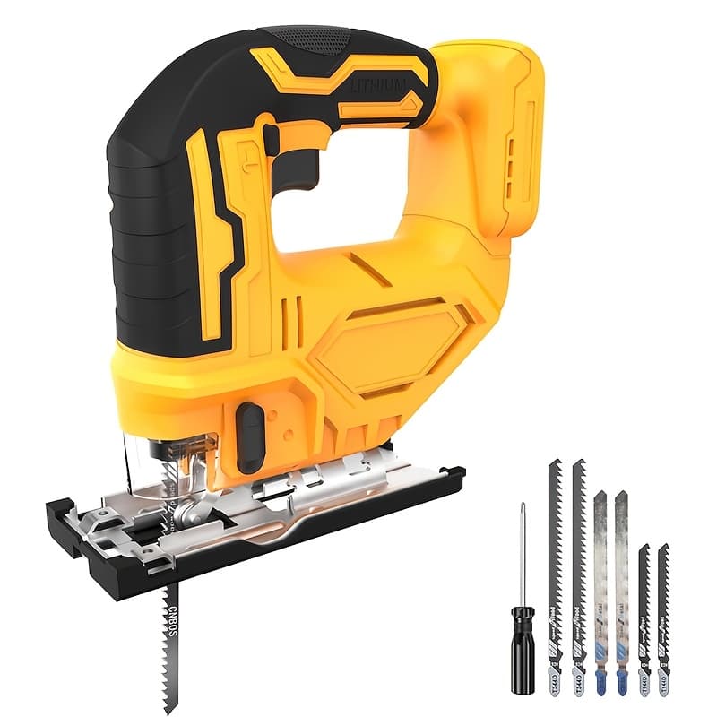 TEMU Compatible For 20v (battery Not Included) Jigsaw, With Led Work Light, 0°-45° Cutting, 3 Track Settings For Straight/curved//circular Cutting