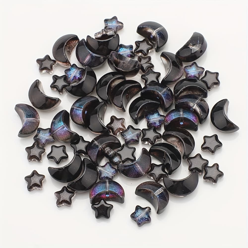 TEMU Star Moon Set Gradient Color Glossy Medium Hole Pendant Iridescent Additions Bead Jewelry Beads Jewelry Supplies Beads For Jewelry Additions Earrings Necklace Additions