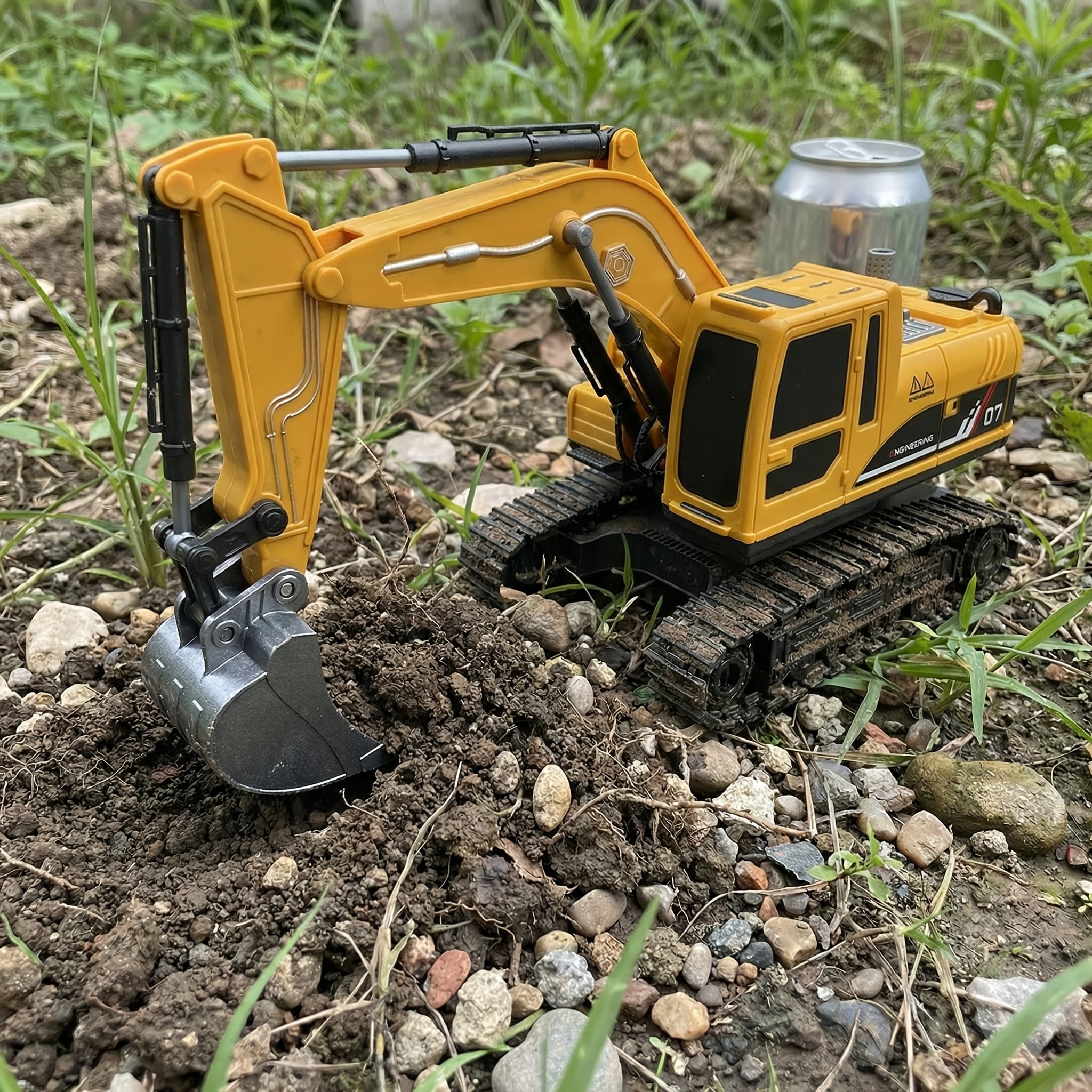 TEMU 1:18 Channel Remote Control Excavator Toys Alloy Digging Head Rc Engineering Suitable For Children Over 3 Years Old. Boys' Birthday Gift.