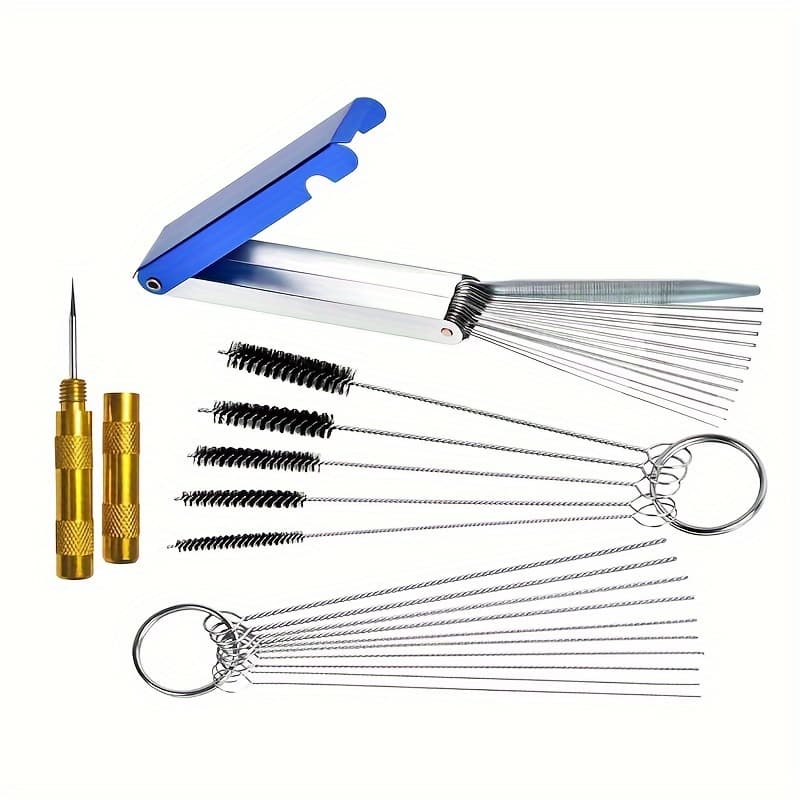 TEMU Cleaning Tools For Carburetors Including A Scraper, Brush, Spray Pen, Cleaning Needle, And Stainless Steel And Aluminum Box For Motorcycles