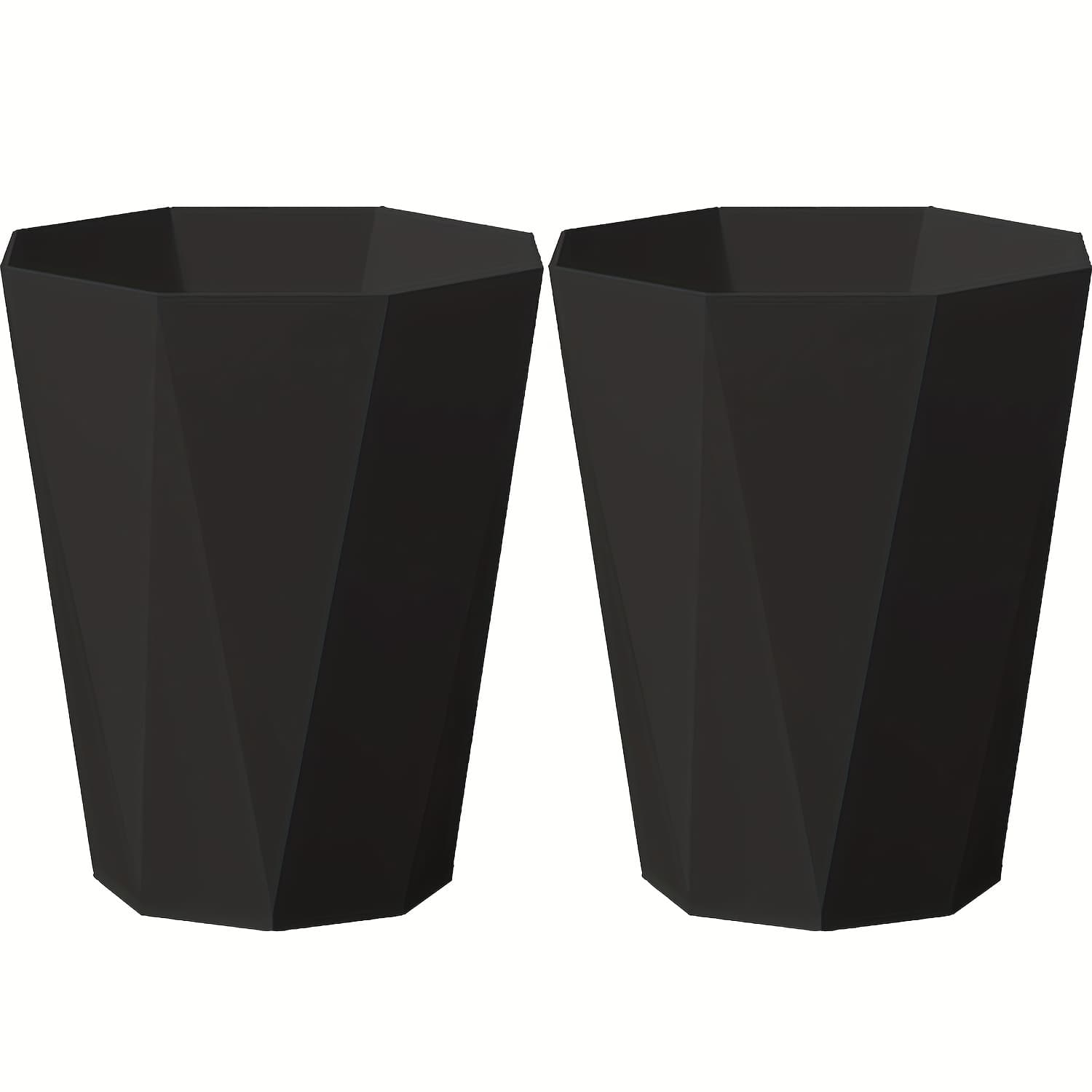 TEMU Set Of 2 Octagonal Trash Bins In , Featuring Geometric Plastic Construction With A Brushed End. Small Wastebaskets Are Ideal For Use In For Home Offices, Bathrooms, Kitchens, And Bedrooms