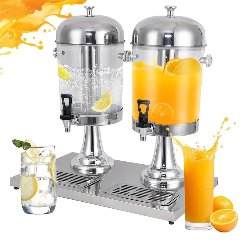 TEMU 4.4/2.2 Gallon Beverage Dispenser With Stand, Commercial/home Hot And Cold Juicer With Ice Pack And Stainless Steel Drip Tray, Suitable For Parties, Bars, And Bbqs