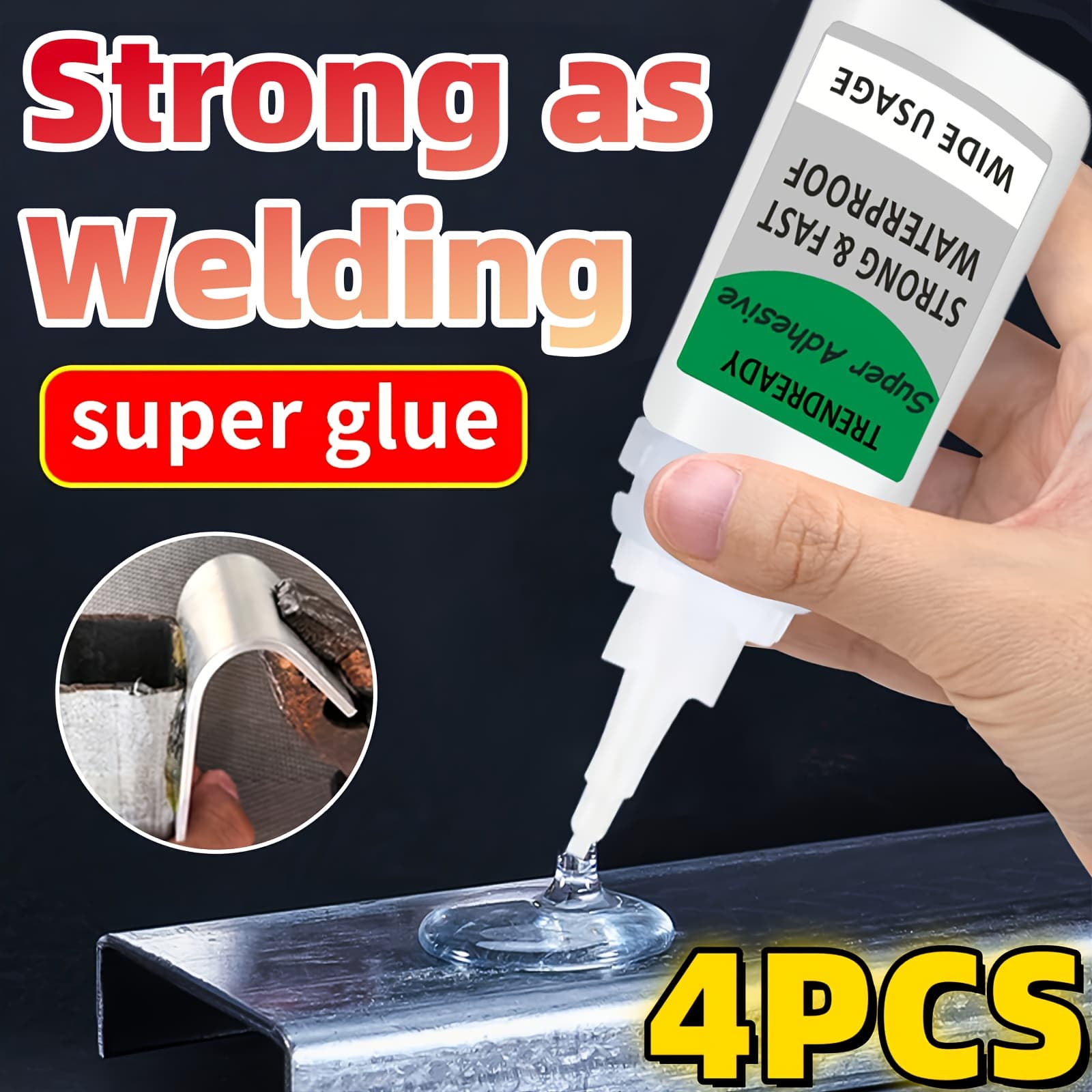 TEMU 4pcs Heavy-duty Quick- Glue - Instant For Plastic, Wood, Metal, Fabric, Rubber - Adhesive Suitable For Shoes, Ceramics, Repairs, Crafts, - Clear Glue For Everything
