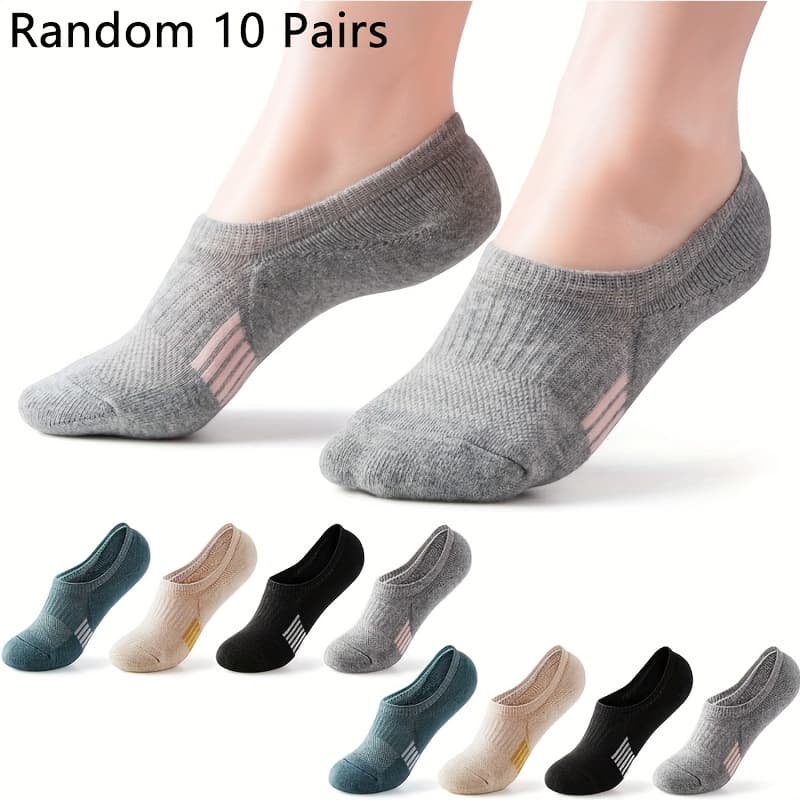TEMU 10/ 5 Pairs Random Color Non-slip Athletic Ankle Socks For Women, Breathable Running Socks For Outdoor Activities