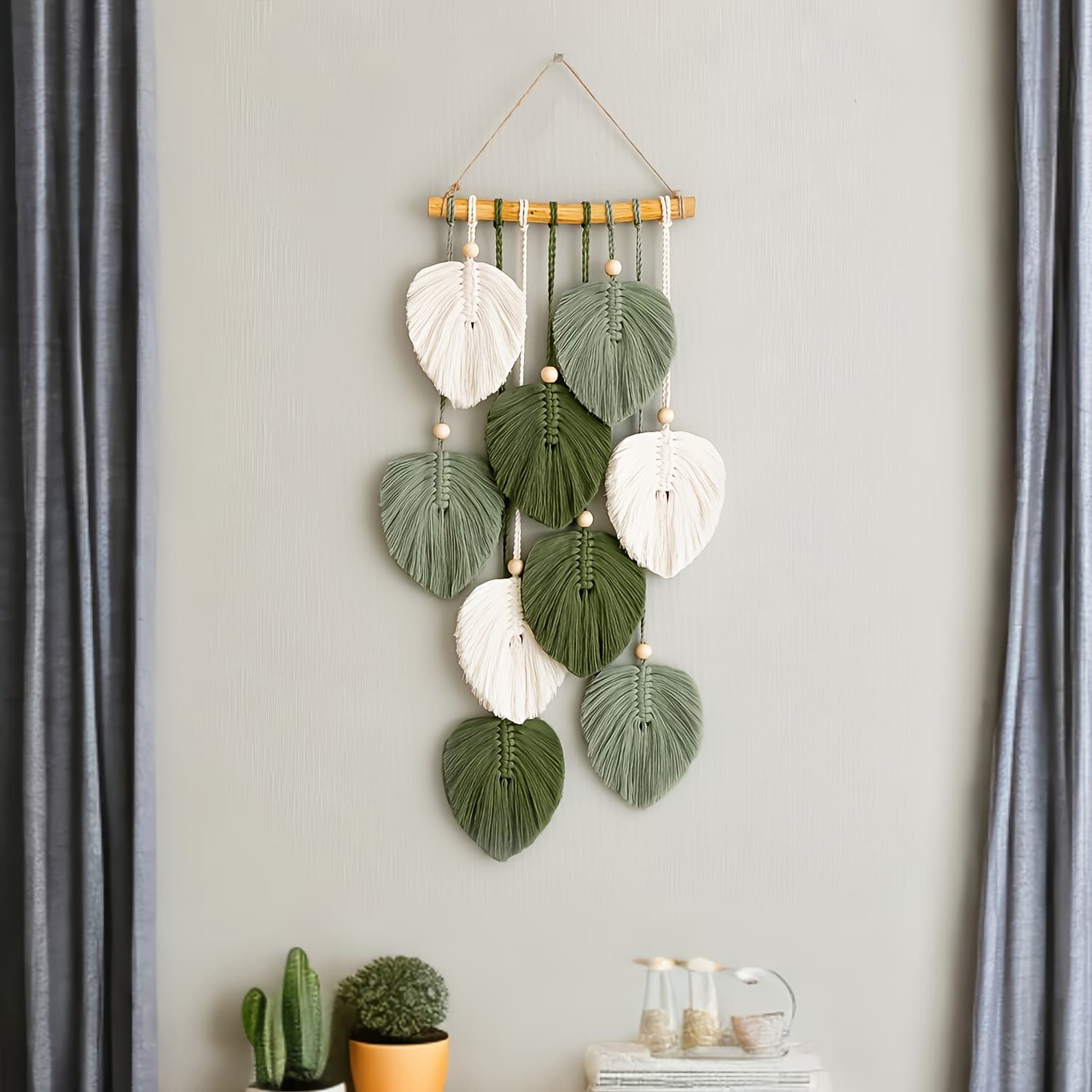 TEMU 1pc Bohemian Wall Hanging Tapestry - Vertical Leaf Panel With Design, Leaf Suitable For Living Room, Bedroom, Office Decor - Bohemian Leaf Mural For Vertical Wall Decoration
