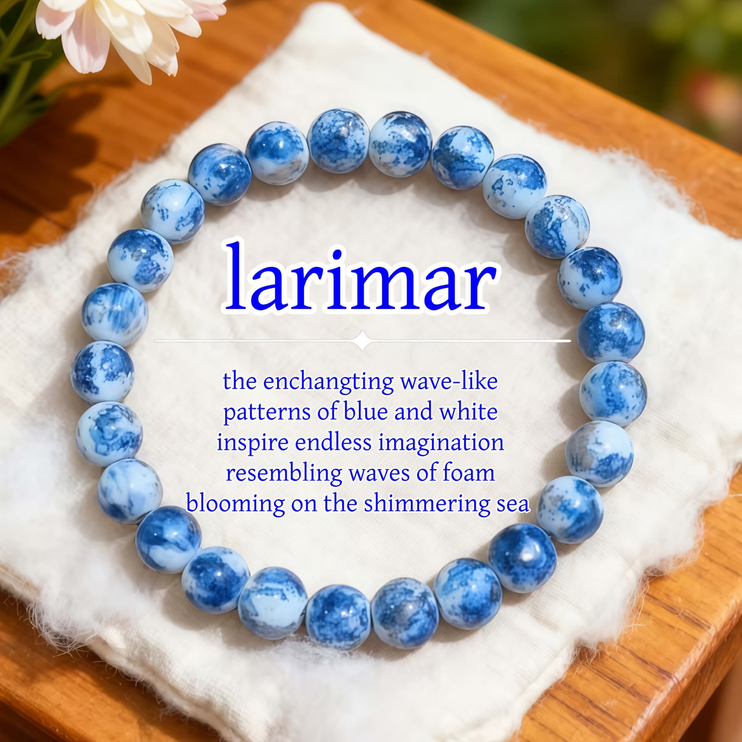 TEMU Men's And Women's - Lapis Bead Bracelet - October Birthstone, Dark Blue Marble Pattern Chain, Non-magnetic Durable , /father's Day (all Year Wear)