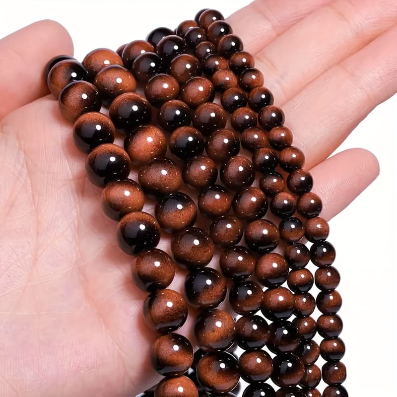 TEMU 6/8/10mm Natural-looking Eye Glass/resin Beads Bulk Loose Marbling Agate-like Gemstones - Smooth Spherical Making, Bracelets, Necklaces, Marbled Beads With Pattern (craft Beads For S