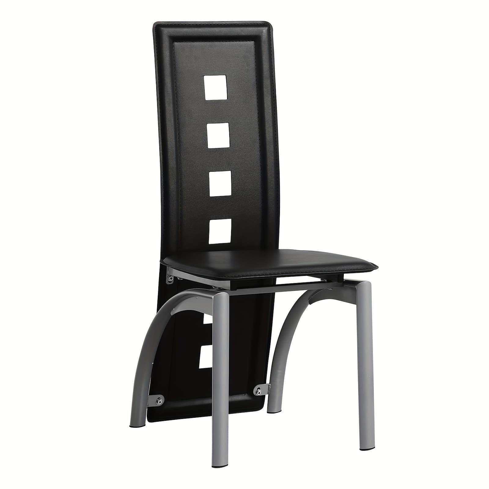 TEMU 4pcs Hollow Decoration Pu Leather Dining Chair Black