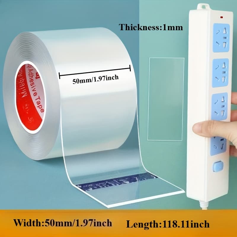 TEMU Seamless Nano Double-sided Tape, 1mm Thick, High- Strong Anti-slip Sticker, Reusable, Suitable For Cabinet Doors, Tables, Chairs, And Furniture