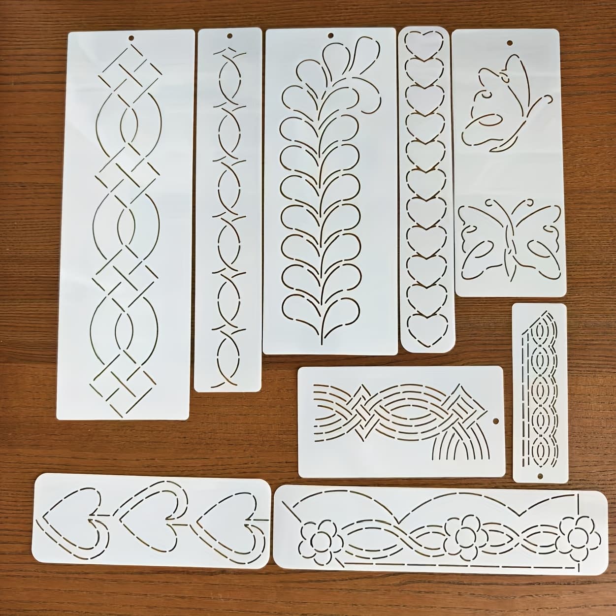 TEMU A Set Of 9 Handmade Diy Tracing Templates Pet Sewing Templates Wall Decoration Border Pressing Design Quilt Pressing Pattern Template