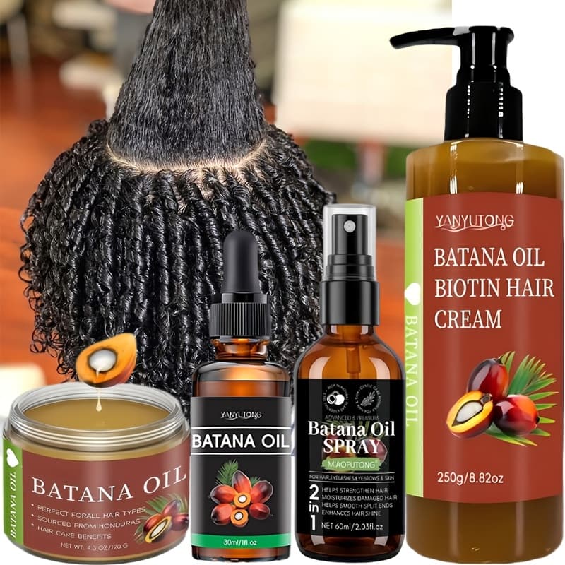 TEMU Original Batana Oil 4pcs Set, Made Of Genuine Materials, Genuine Batana Oil, Used For Hair Care. Made From Batana Oil From Honduras, It Hair, Hair Oil, Moisturizing And Dry Split Hair