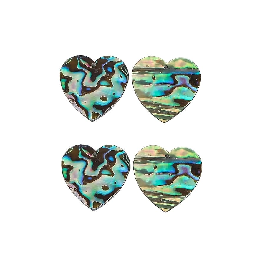 TEMU Set Of 4 Natural Abalone Shell Heart Charms, Each 25mm, Perfect For Earrings Or Necklaces, Ideal For Paua Jewelry And Jewelry Projects