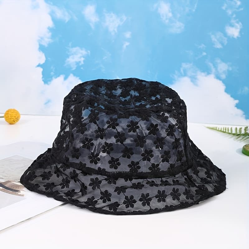 TEMU This Simple Solid-color Mesh Flower Basin Hat Is A Japanese-style Fresh And Simple Hat, A Stylish Look During Outdoor Picnics And Summer