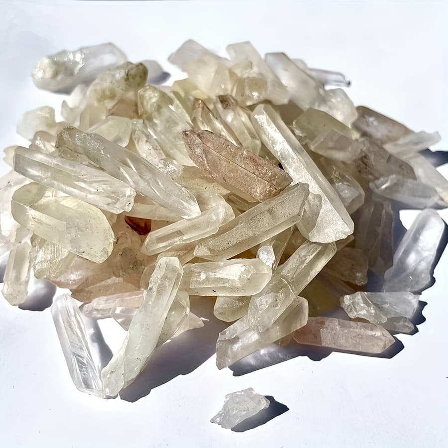 TEMU 1lb Natural Transparent Quartz Crystal Cluster - Loose Gemstones With Points, Irregular Pillars For Decor, Perfect Gift Idea, Crystals For Crafts