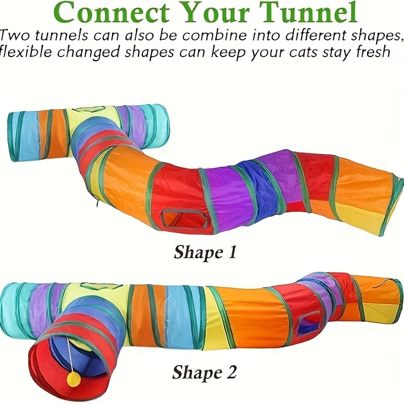 TEMU Collapsible Cat Tunnel, 3-way Tubes With Ball & Peek Holes, , Foldable Design And As The Way Your Pet Like