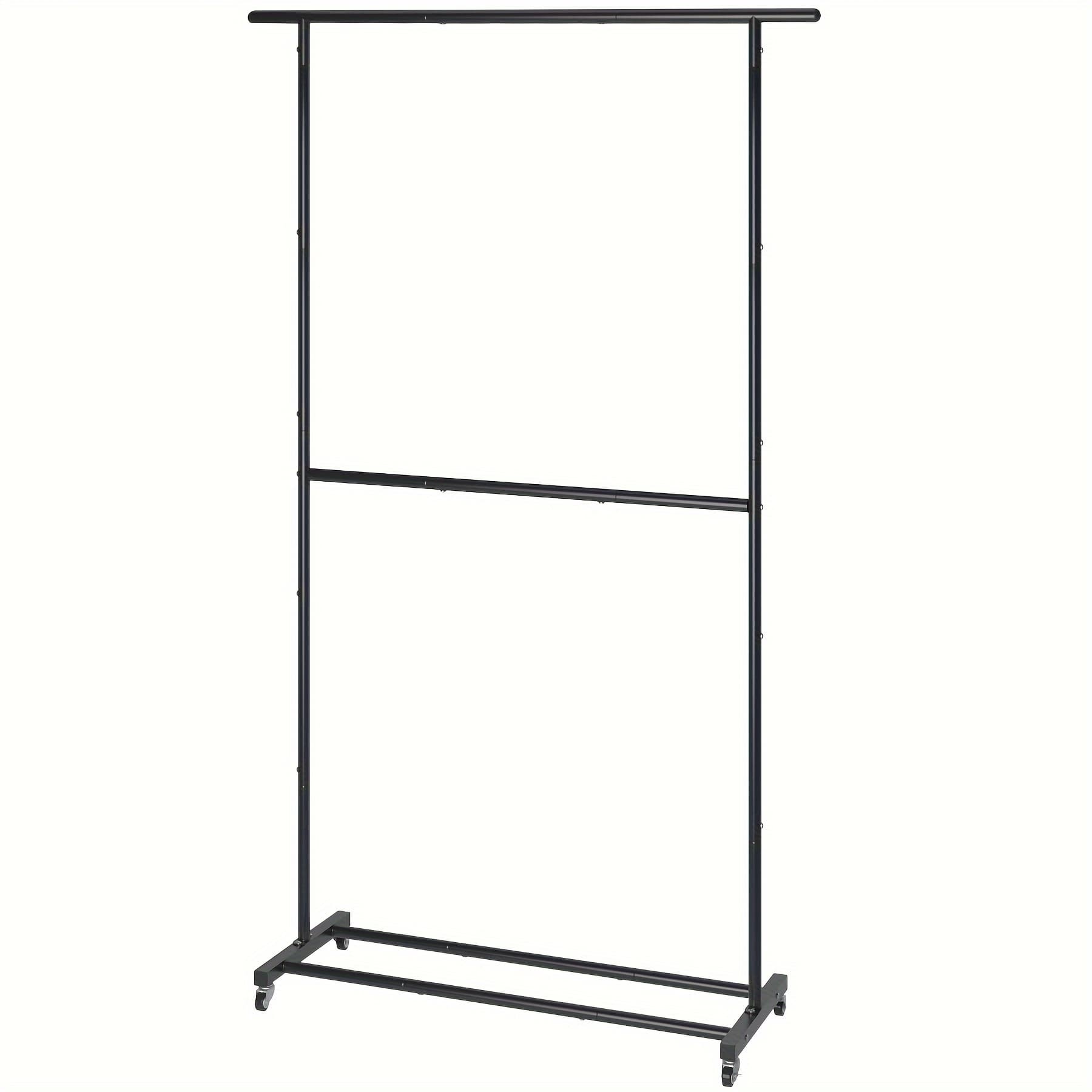 TEMU 1 Double Pole Clothing Rack, Roller Clothing Rack, For Hanging Clothes, Skirts, Easy To Assemble, Suitable For Bedroom, Living Room