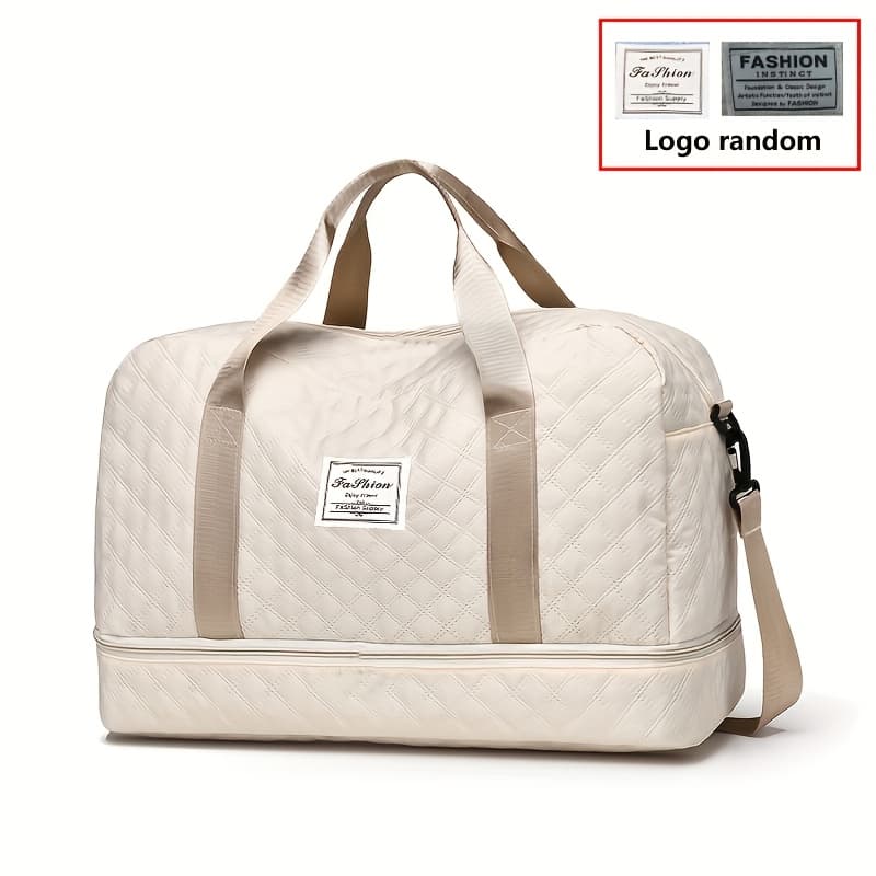 TEMU Diamond Grid Design, Large Capacity Sports And Fitness Storage, Multi-pocket Portable Weekend Travel Bag, Sports Equipment Bag | Handbag | Durable Travel Bag (random Lining Color, Random Logo) thumbnail 2
