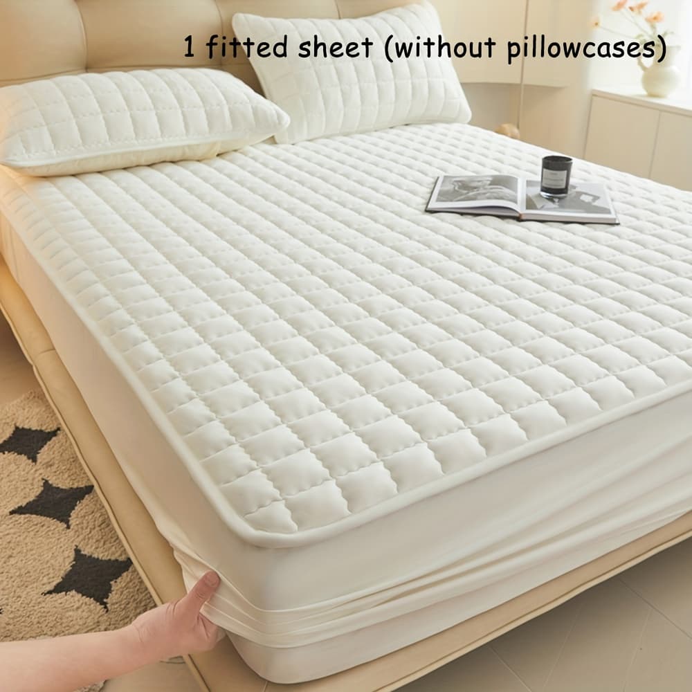 TEMU 2pcs Mattress Protectors Queen King Full Twin Size, Washable Bed Mattress Pad Cover, Reusable Mattress Topper, Thick Fitted Sheet Deep Pocket White