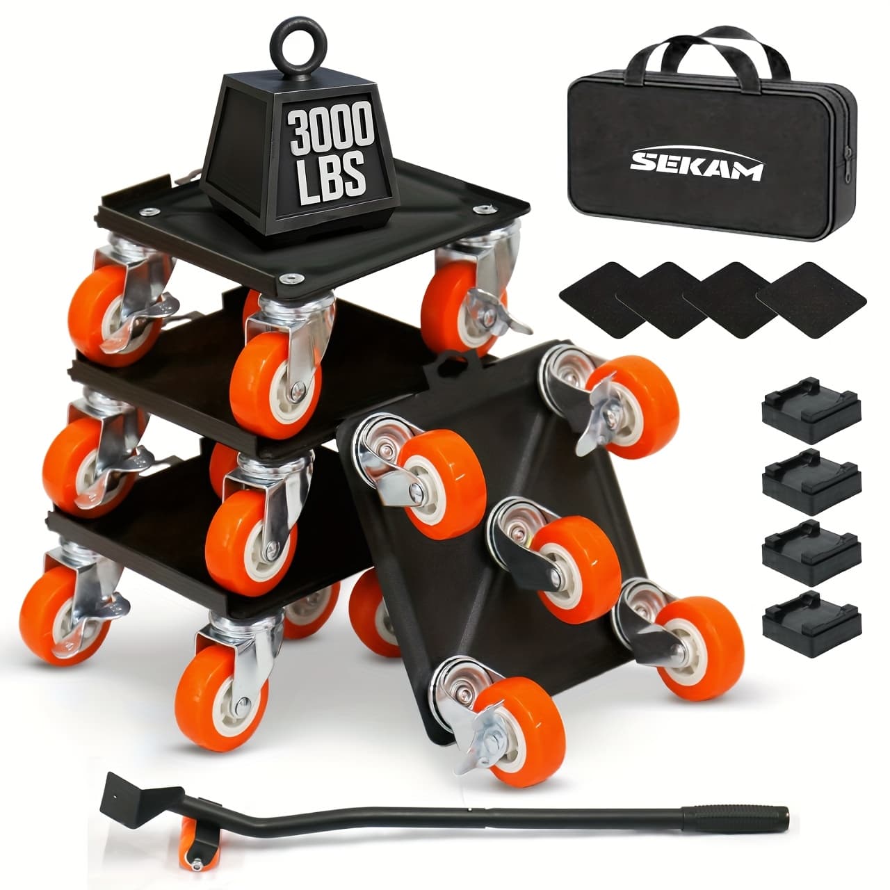 TEMU 5-wheel Furniture Dolly, Heavy-duty Carbon Steel Furniture Mover With 5 Rotating 360° Rubber Casters, Furniture Lifter For , 3, 474 Lbs (silvery)