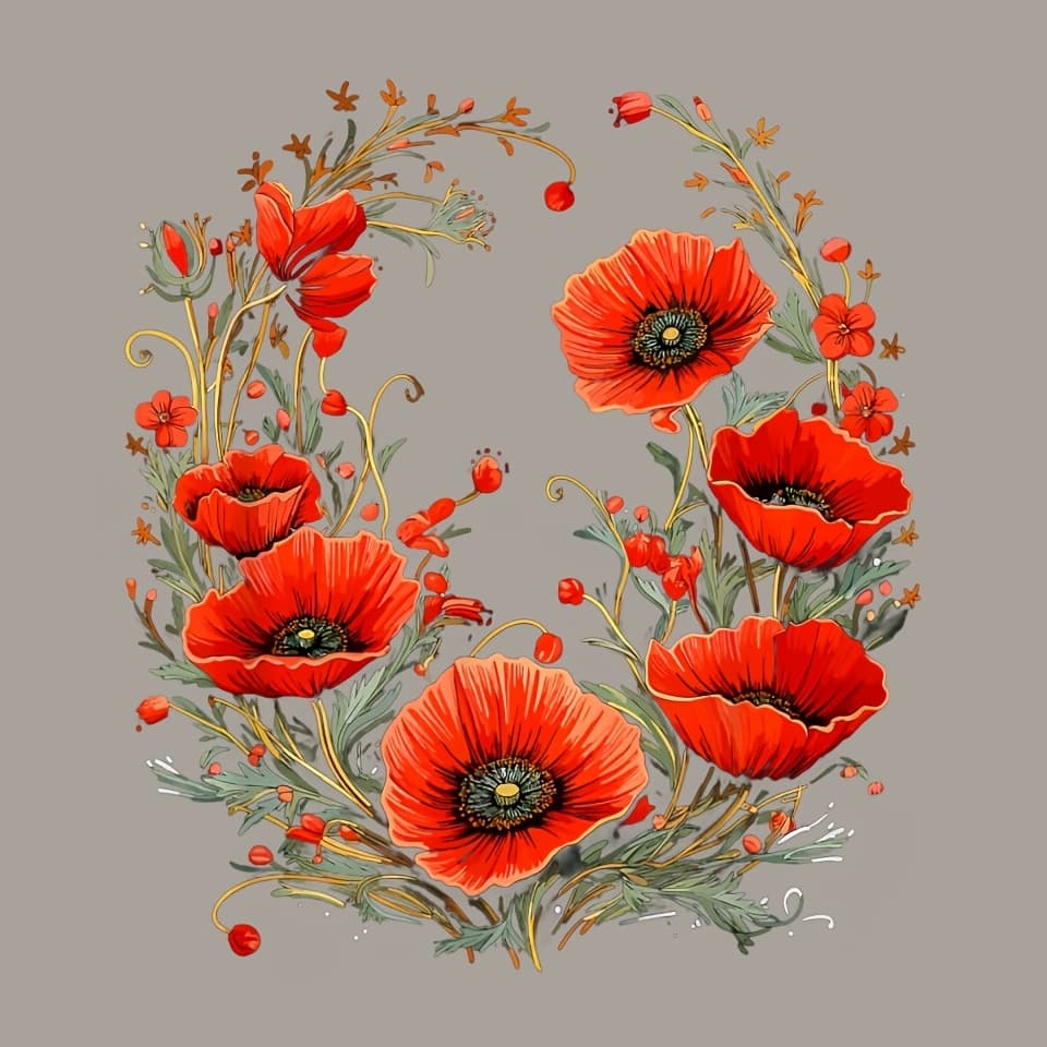 TEMU 1pc Of Unisex Red Poppy Flower Plant Image Sticker, Heat Transfer For T-shirts, Backpacks, Throw Pillows, Other Clothing, Etc.