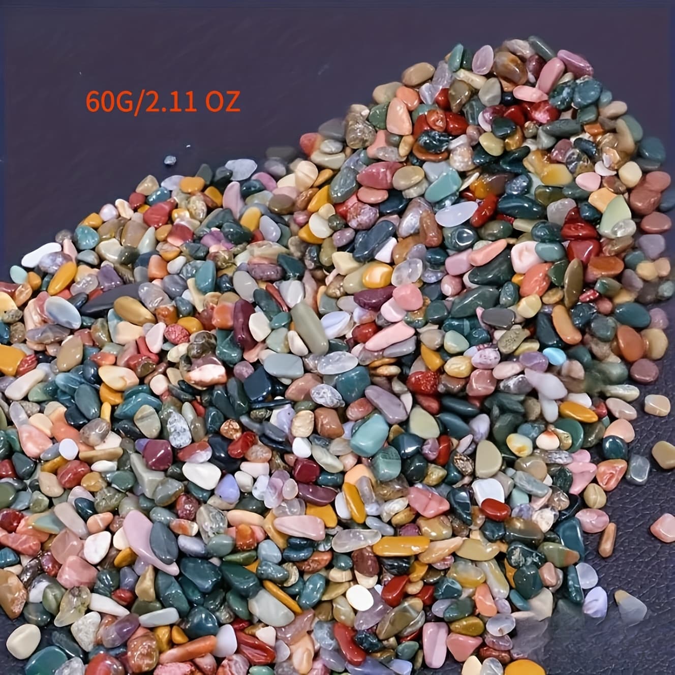 TEMU 60g Vibrant Colorful Agate Crystal – Polished Stone For Planters, Aquariums, Flowerpots, Etc. | Ideal Substrate For And Reptiles, Aquarium Ornament | Vibrant Stone |