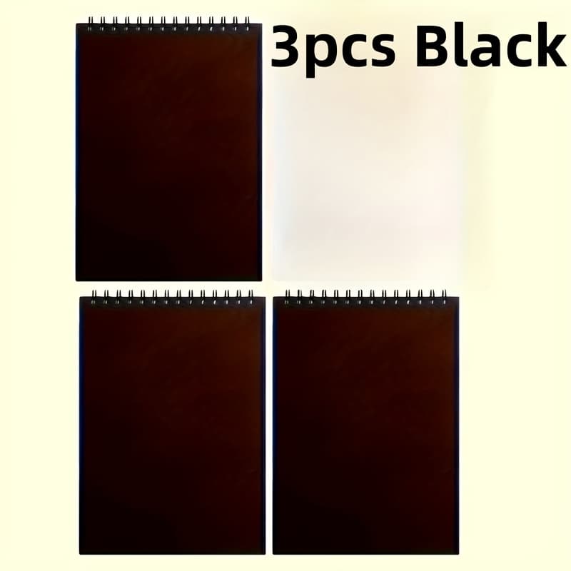 TEMU 3pcs Black Blank Coil Blank Sketchbook, 60 Pages/notebook With Coil Blank Easy To Write Notebook, Portable Practical Notebook For Classrooms, Offices, And Homes