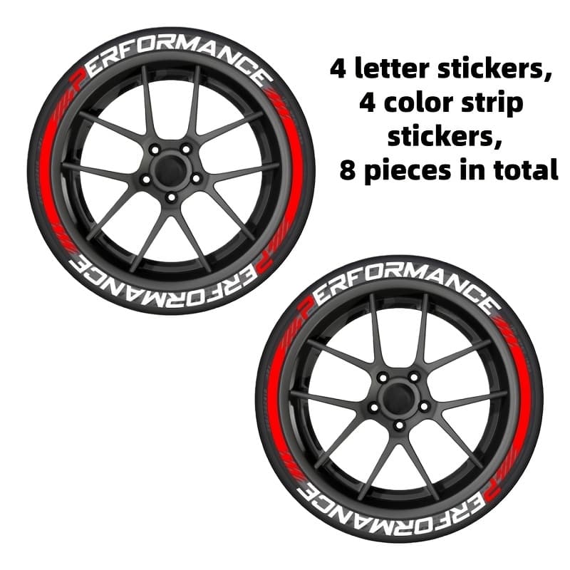 TEMU Pack Of 8, Performance Quick Paste, Stickers, For Car/ Motorcycle , Pvc Material, Car Racing Performance Tire Letter Stickers, 4 Wheel Car Modification Decoration, Decals