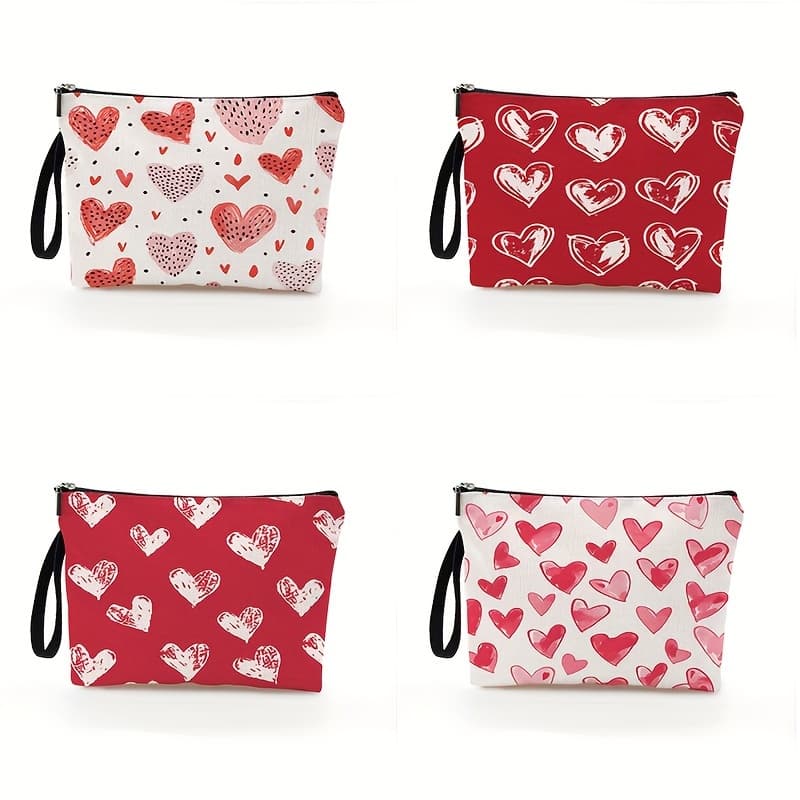 TEMU 4pcs Women' Makeup Bags With , Polyester Zippered Pouches For Travel And Daily Use, Perfect Gift For Ladies, 6.7" X 9.9", Gift For Women | Stylish Accessory | Patterns