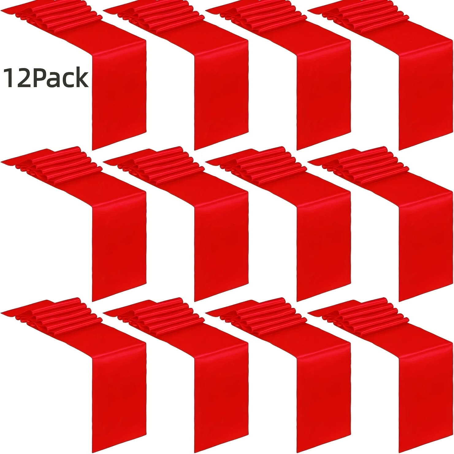 TEMU Of 12 Red Satin Table Runners, Each Measuring 12 By 108 Inches, Perfect For Christmas, Birthday Celebrations, Banquets, Graduations, And Engagements