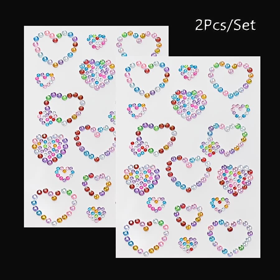 TEMU 2 Sheets 3d Glitter Jewelry Sticker Sparkling Rhinestones- Fantasy Gemstone Sticker For Diy Makeup Decorations- Y2k Charm Gifts, Dress Up Stickers,suitable For Music Festival Party Masquerade