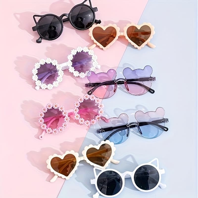 TEMU 8 Fashionable Bear Ear And Cute Cat Ear Shaped Glasses - Colorful Design, Suitable For To Use, Perfect For Fun Gifts Such As Parties, Back To , Thanksgiving, And Teacher's Day Occasions