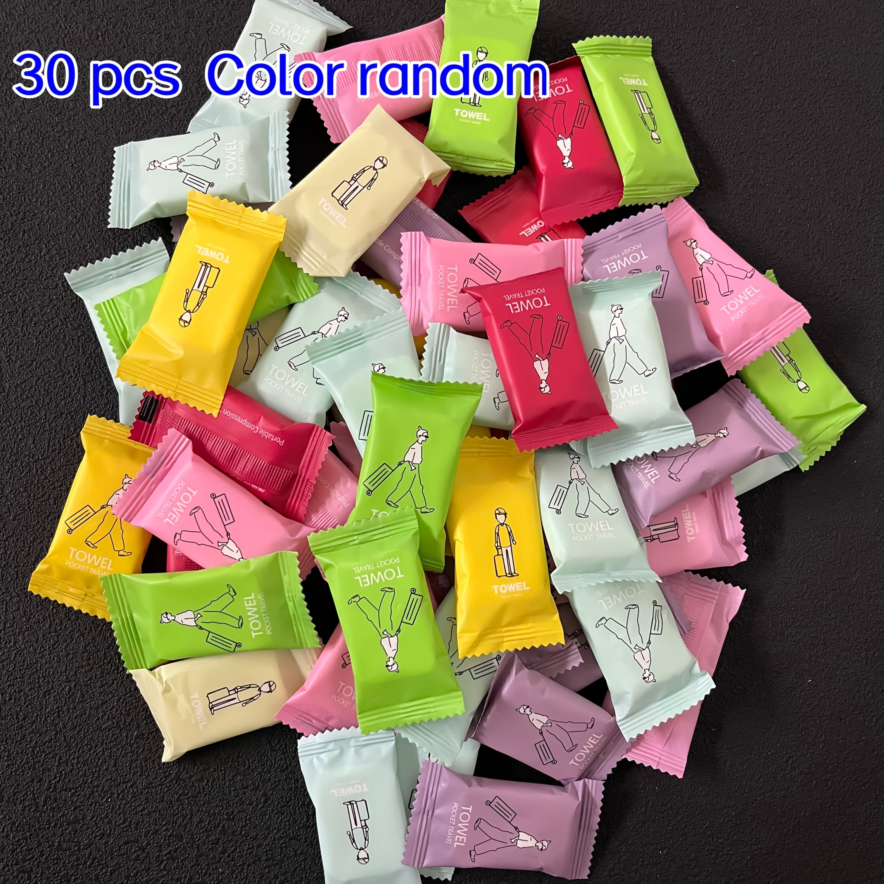 TEMU 30/38/63pcs Random Color Pocket Travel Portable Compression Towel Disposable Thick Face Towel