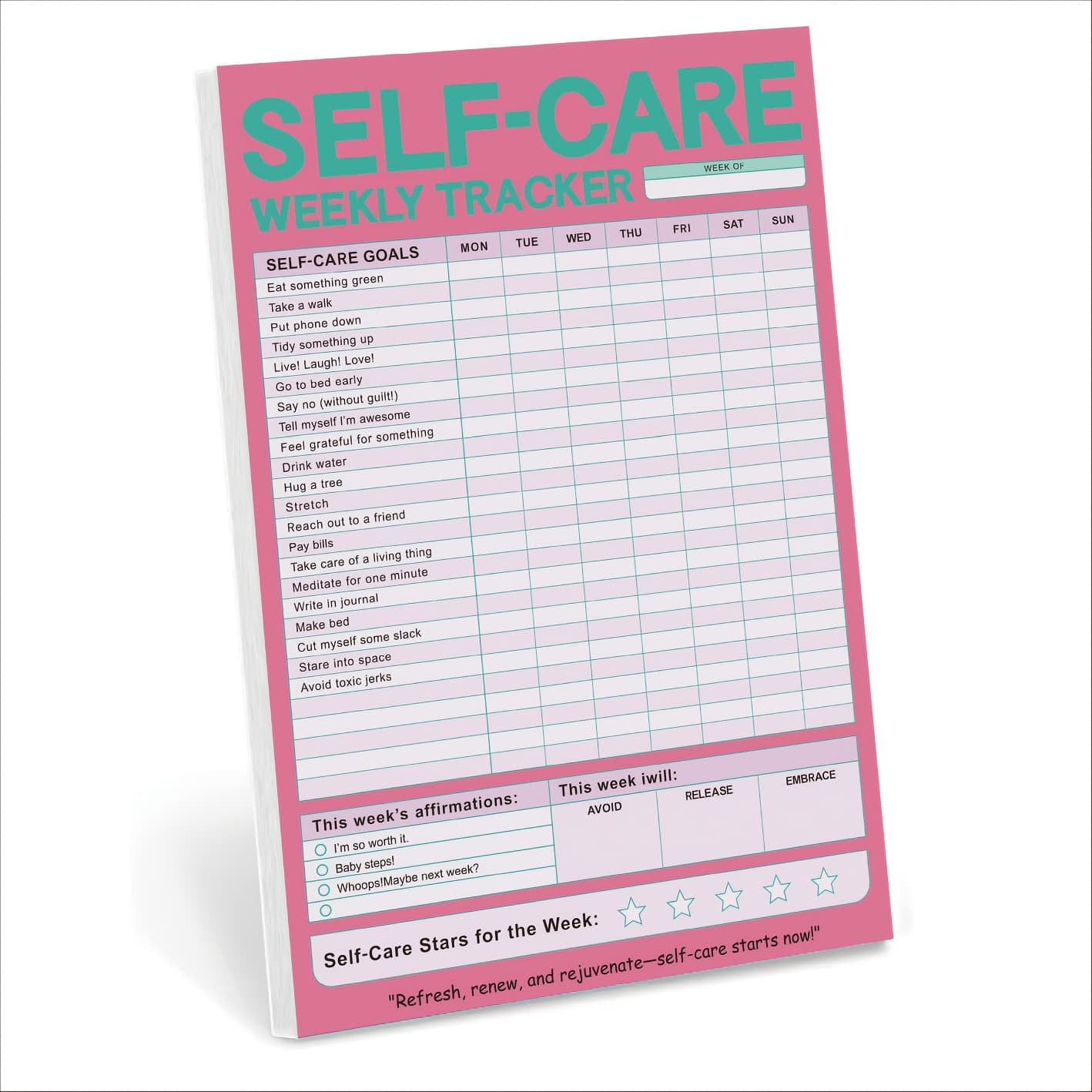 TEMU Self-care ] Weekly Self-care Pad | 52-page 6x9 Inches | Wellness Checklist And Planner, , Mindfulness And Self-care Journal Notepad