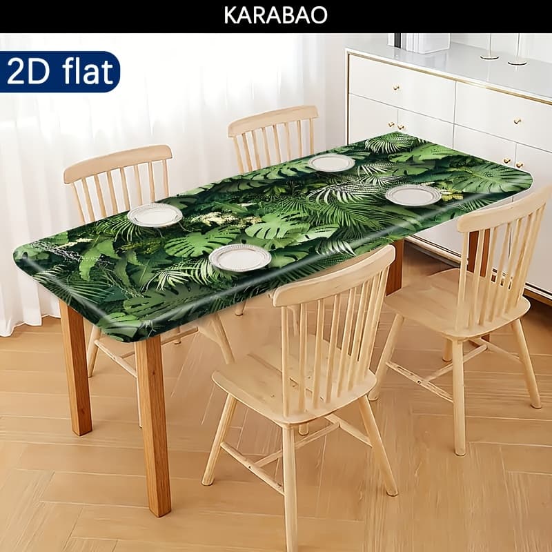 TEMU 1pc, Outdoor Tablecloth - , Tropical Vibe: Elastic Tablecloth Design Inspiration Pattern Print, Perfect For Camping, Picnics, And Garden , Vibrant Colors, Outdoor Table Cover, Picnic Accessory